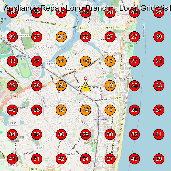 Appliance Repair Long Branch GeoGrid visibility map for Appliance Repair Service in None